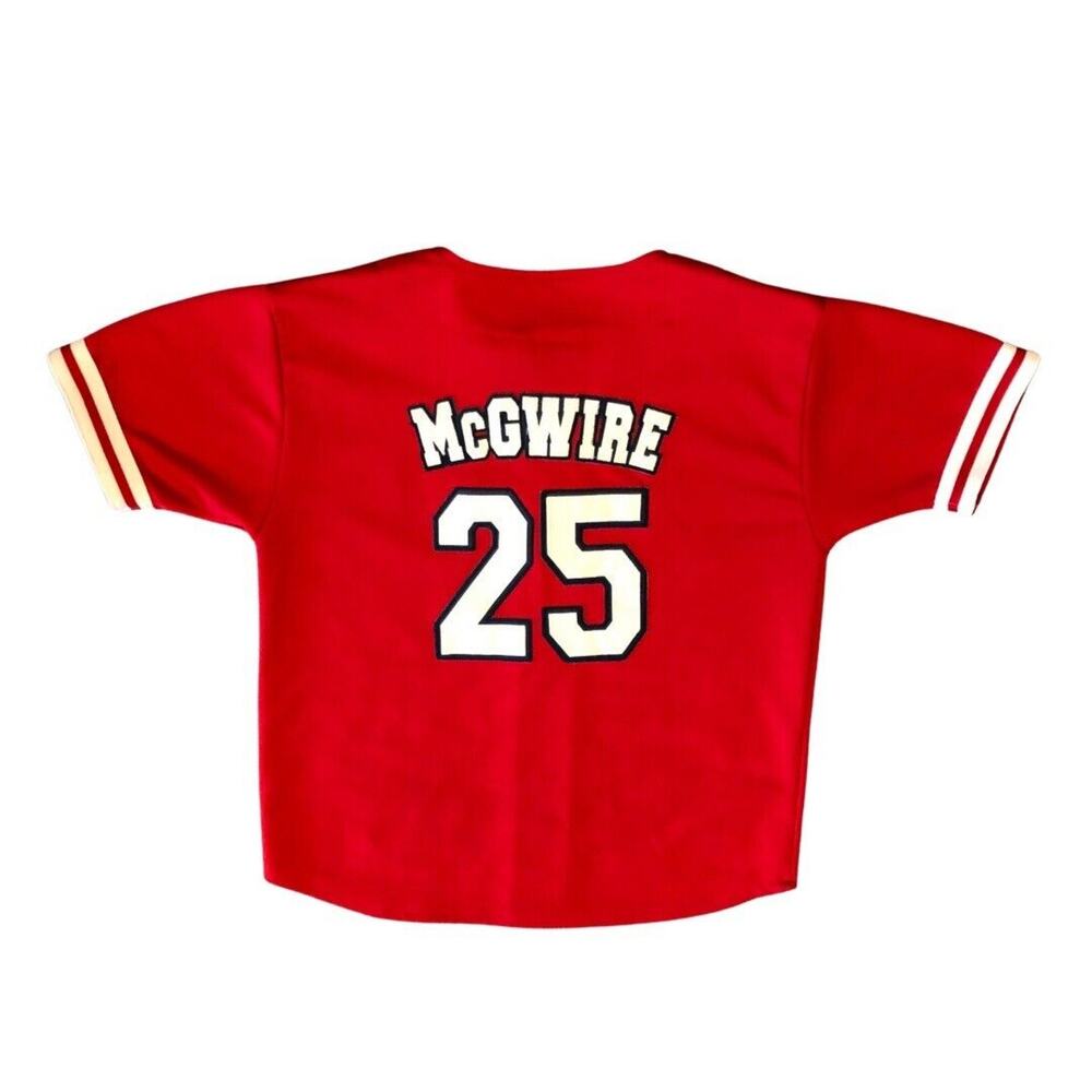 Mark McGwire 25 Cardinals Baseball Jersey Youth Large Unisex Button Front Red